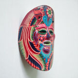 Mexican mask in colored terracotta, 1970s, Mexican