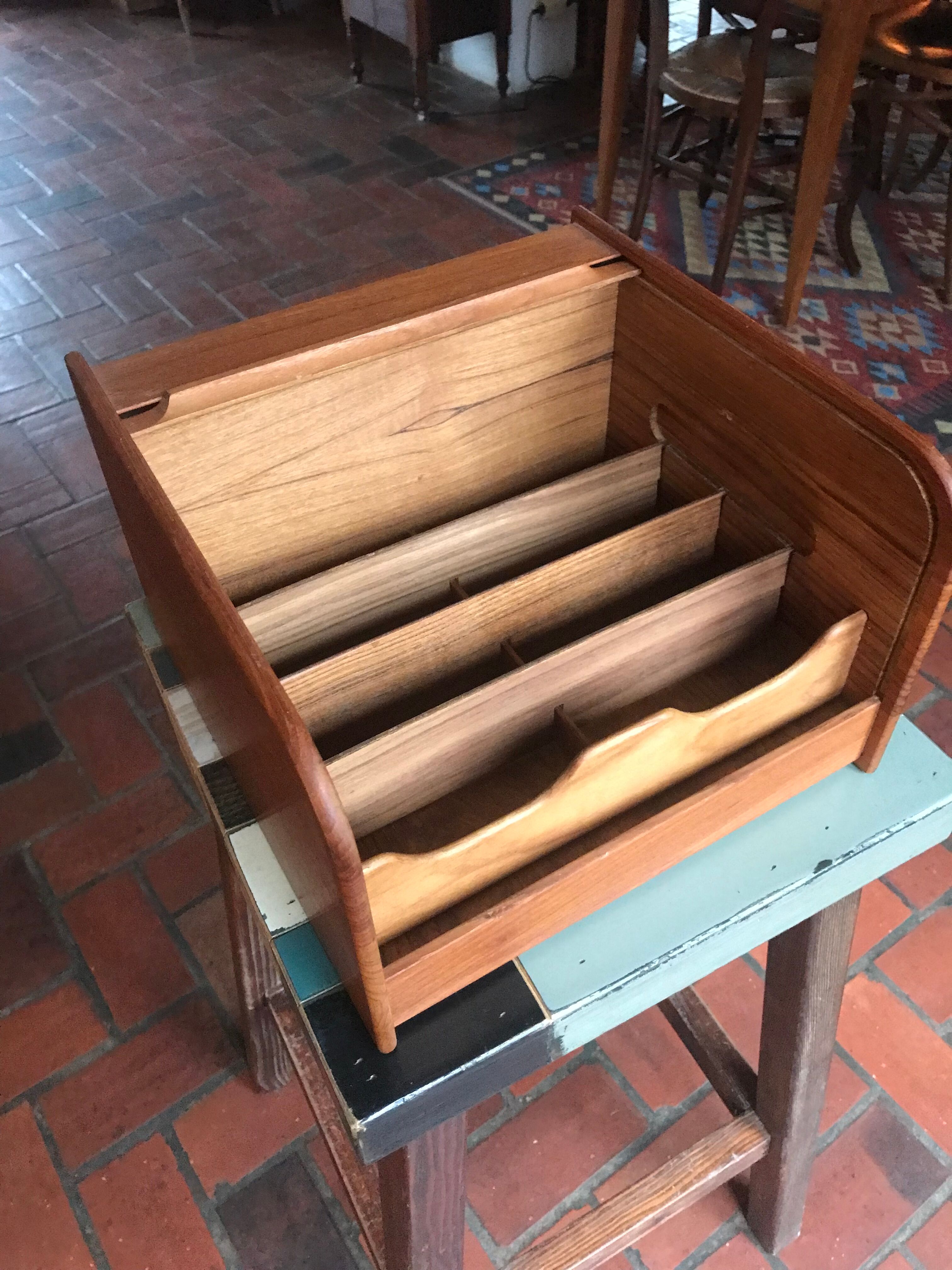 Teak box with curtain door