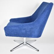 Vintage Cord armchair Shell, Deutsche Democratic Republic, DDR, 1960s, Blue
