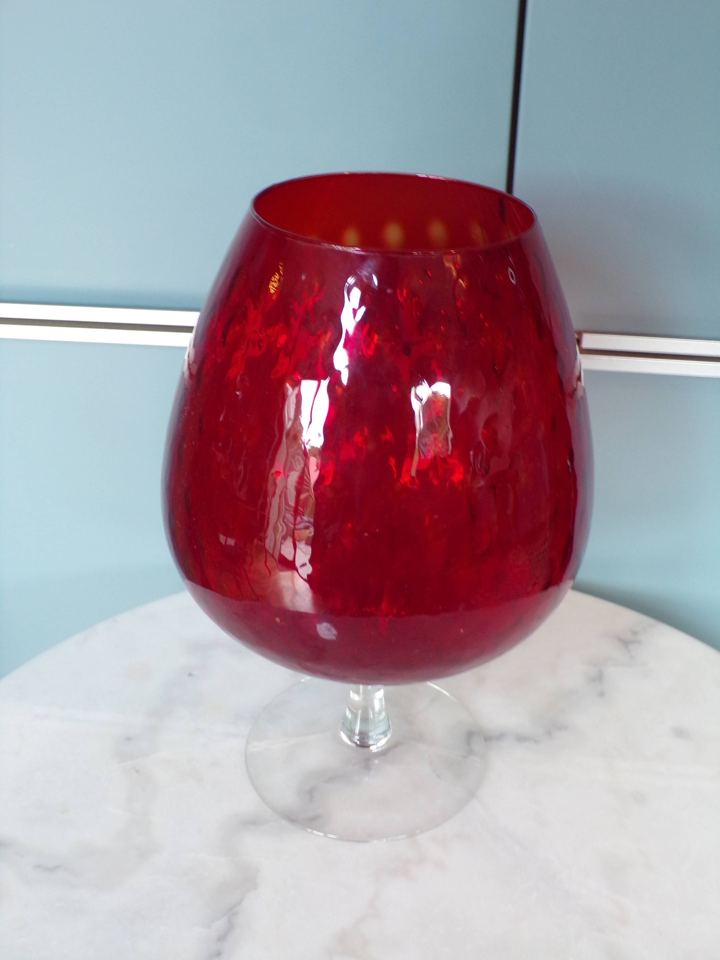Vase verre empoli rouge