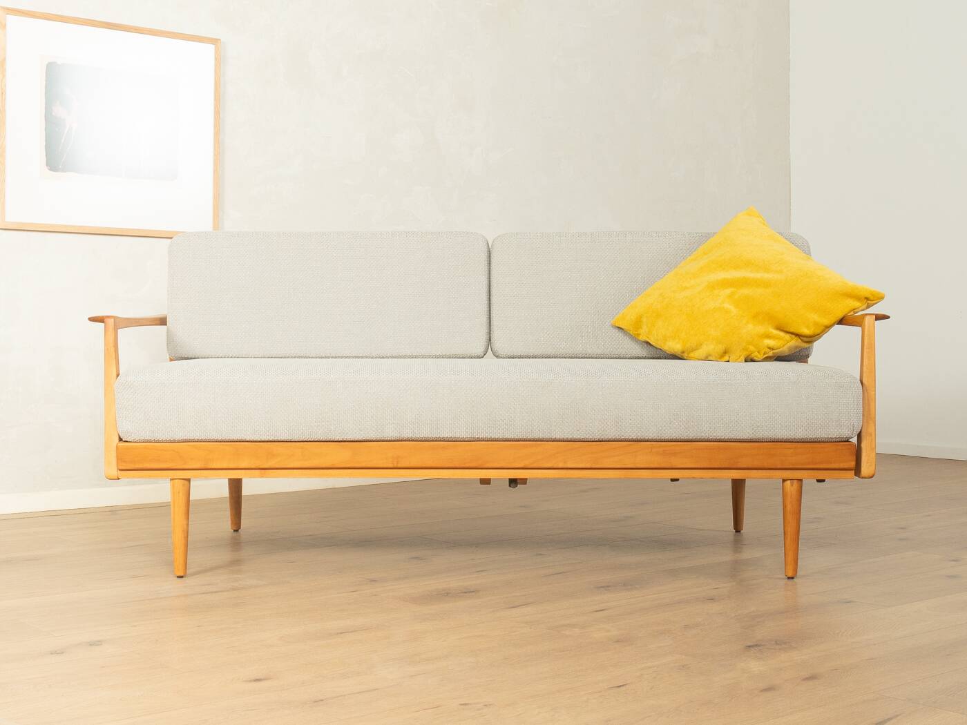 Wilhelm Knoll mid-century sofa, 1950s, cherry wood, reupholstered