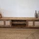 TV cabinet in raw oak and cane - sliding doors
