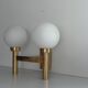 Double opal glass and heavy brass, large minimalist cinema wall light, 1960s, Germany