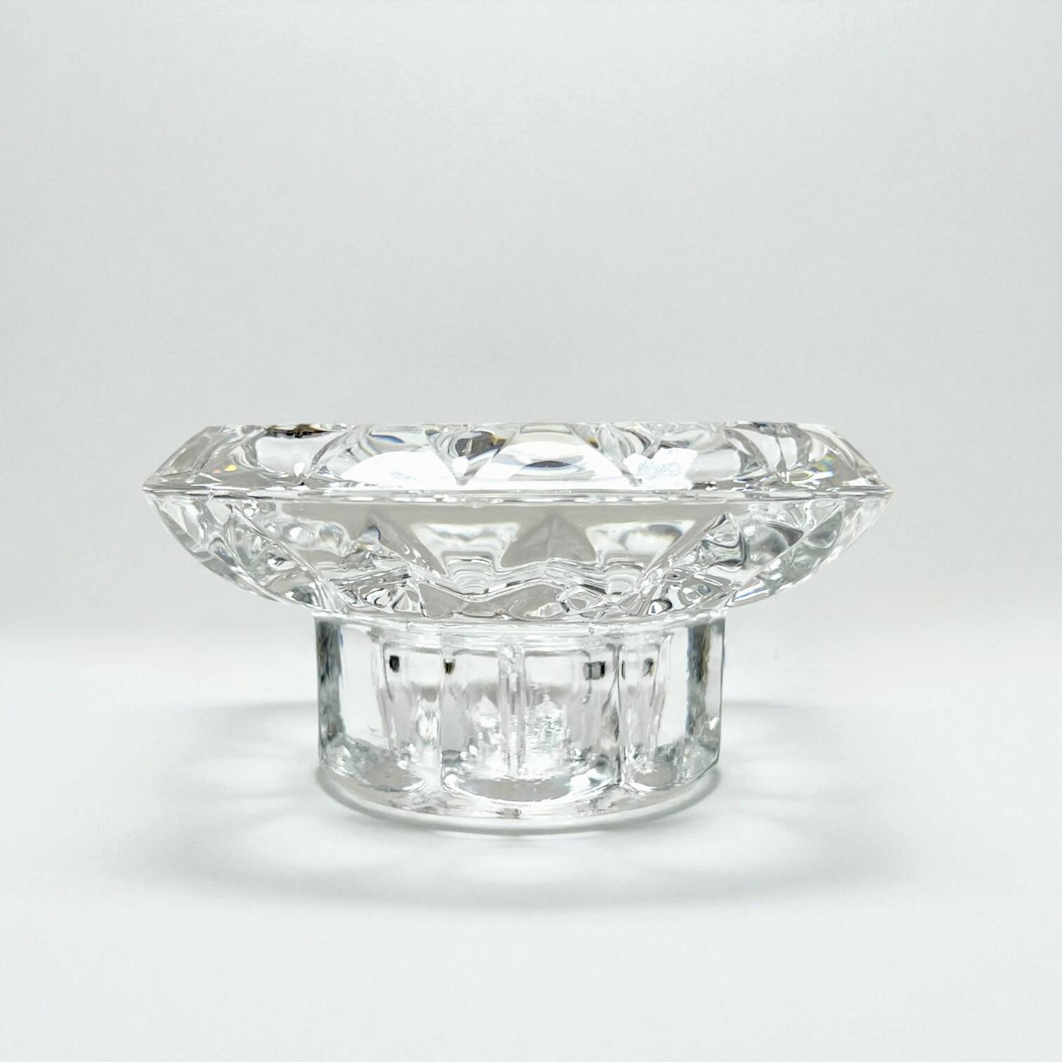 Vintage Art Deco candlestick in transparent moulded crystal glass