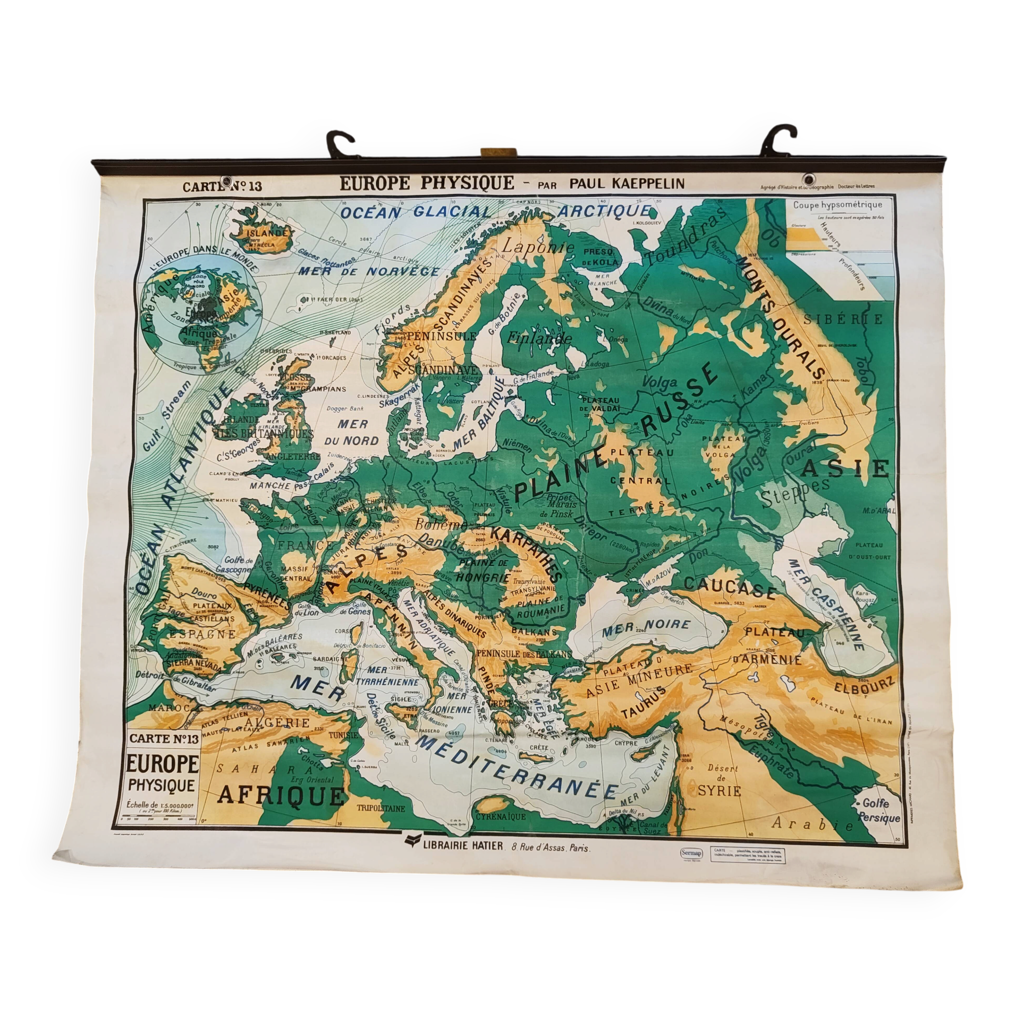 Old map Paul Kaeppelln Europe Physical