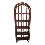Vintage bookcase-5-level shelf-wood, bamboo and rattan-bentwood style-80s