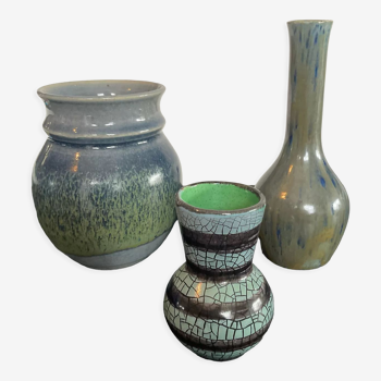 Trio de vases vintage en céramique