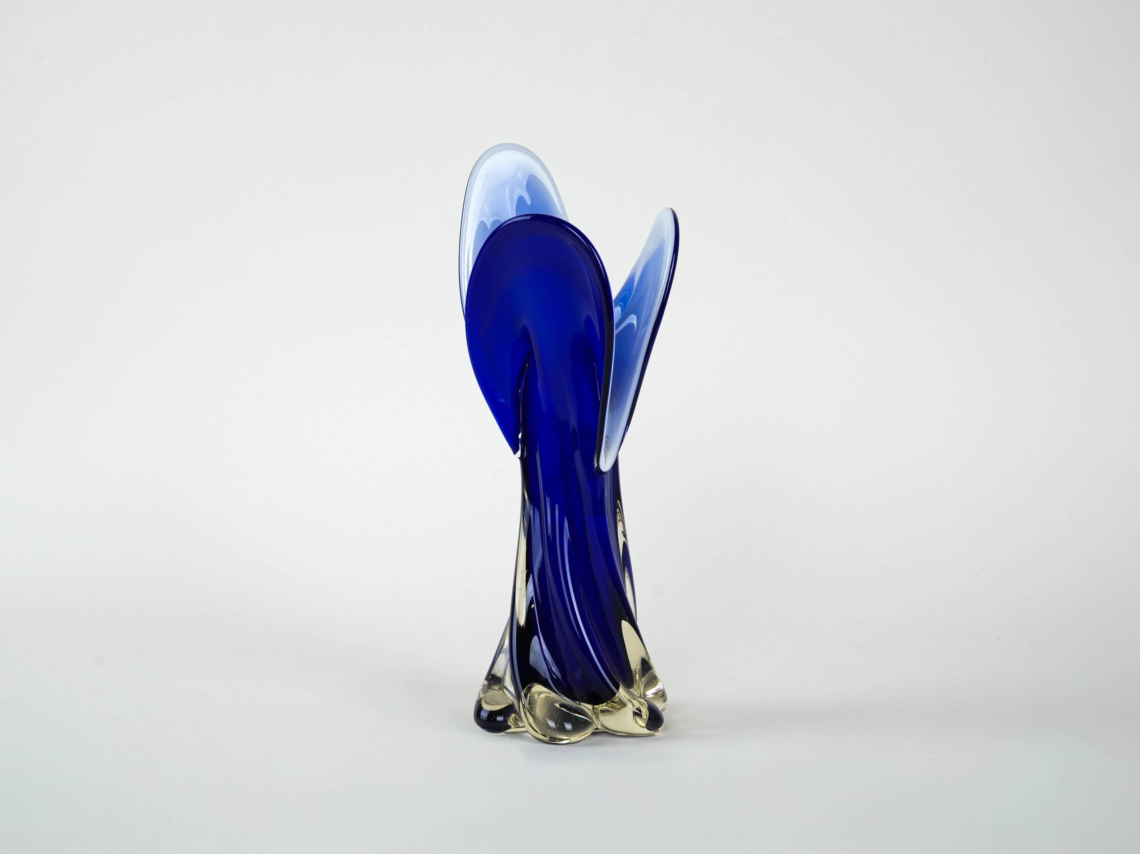 Cobalt vase, Murano glass, Italian design, 1960s, made in Italy