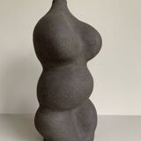 Raw black stoneware vase