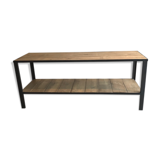 Metal and wood console