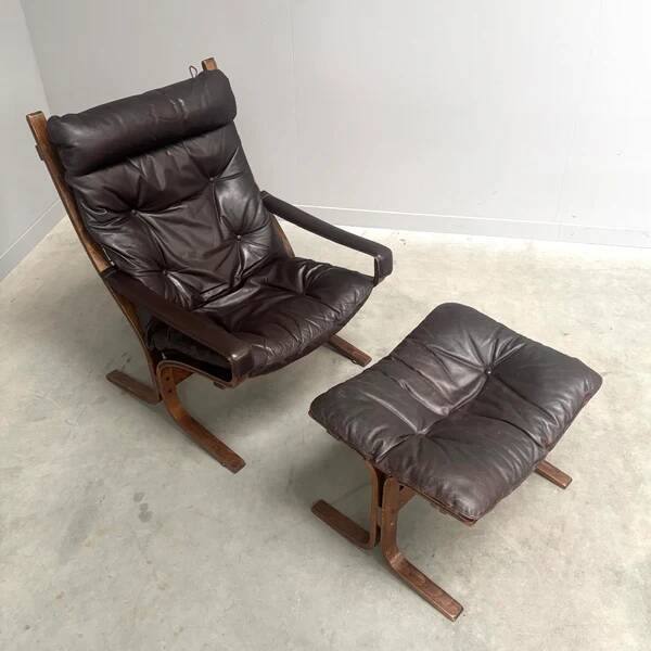 Fauteuil Siesta avec repose-pieds par Ingmar Relling, années 1960.