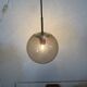 Suspension boule en laiton et verre fumé de Limburg Glashütte, années 1970