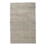 Tapis Kilim fait main rouge clair bleu 5x7 158x247 cm
