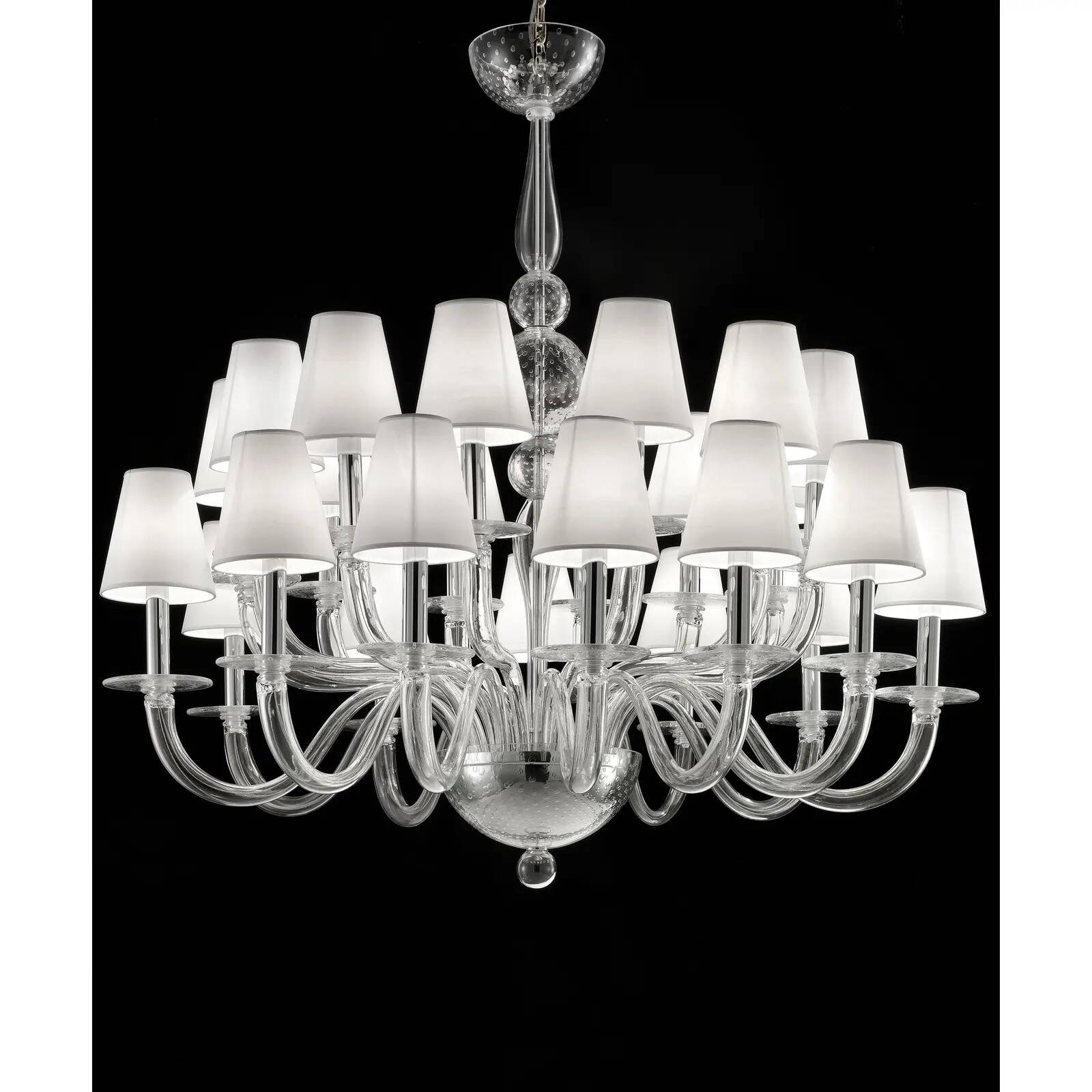 Monumental Modern Transparent Murano Glass Chandelier