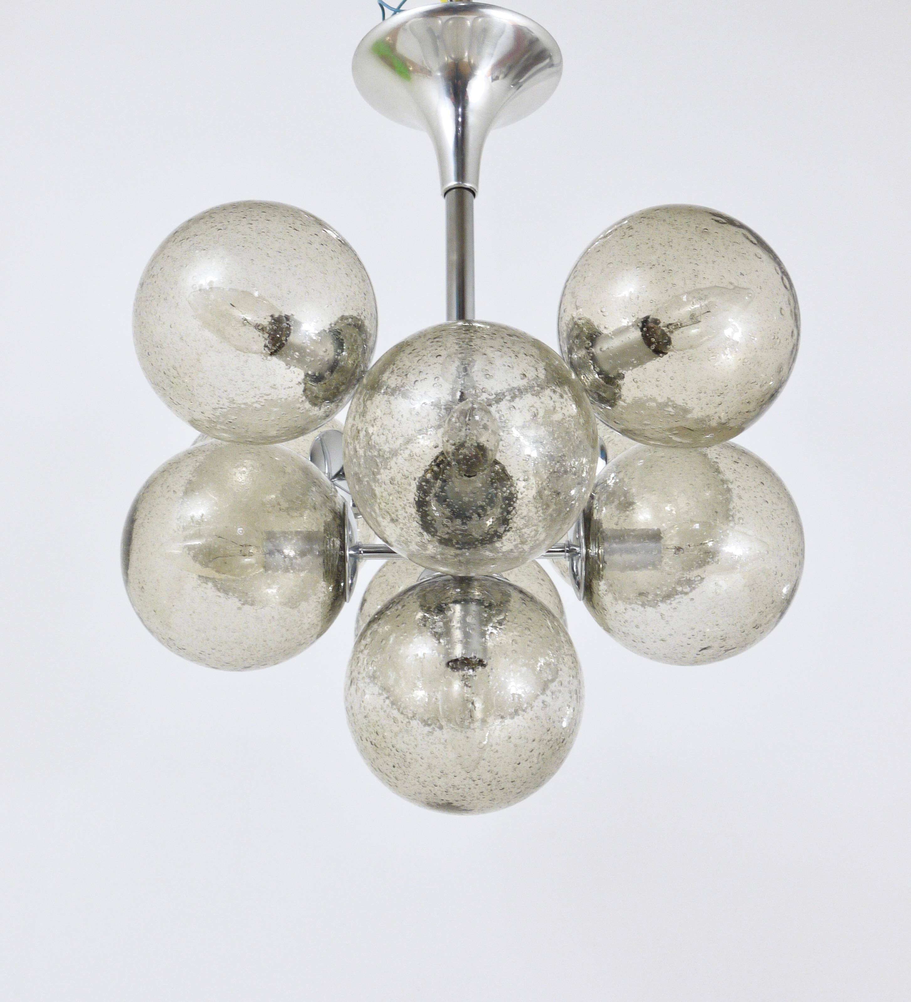 E. R. Nele Temde lustrous atomic chrome Sputnik Space Age pendant lamp tulip