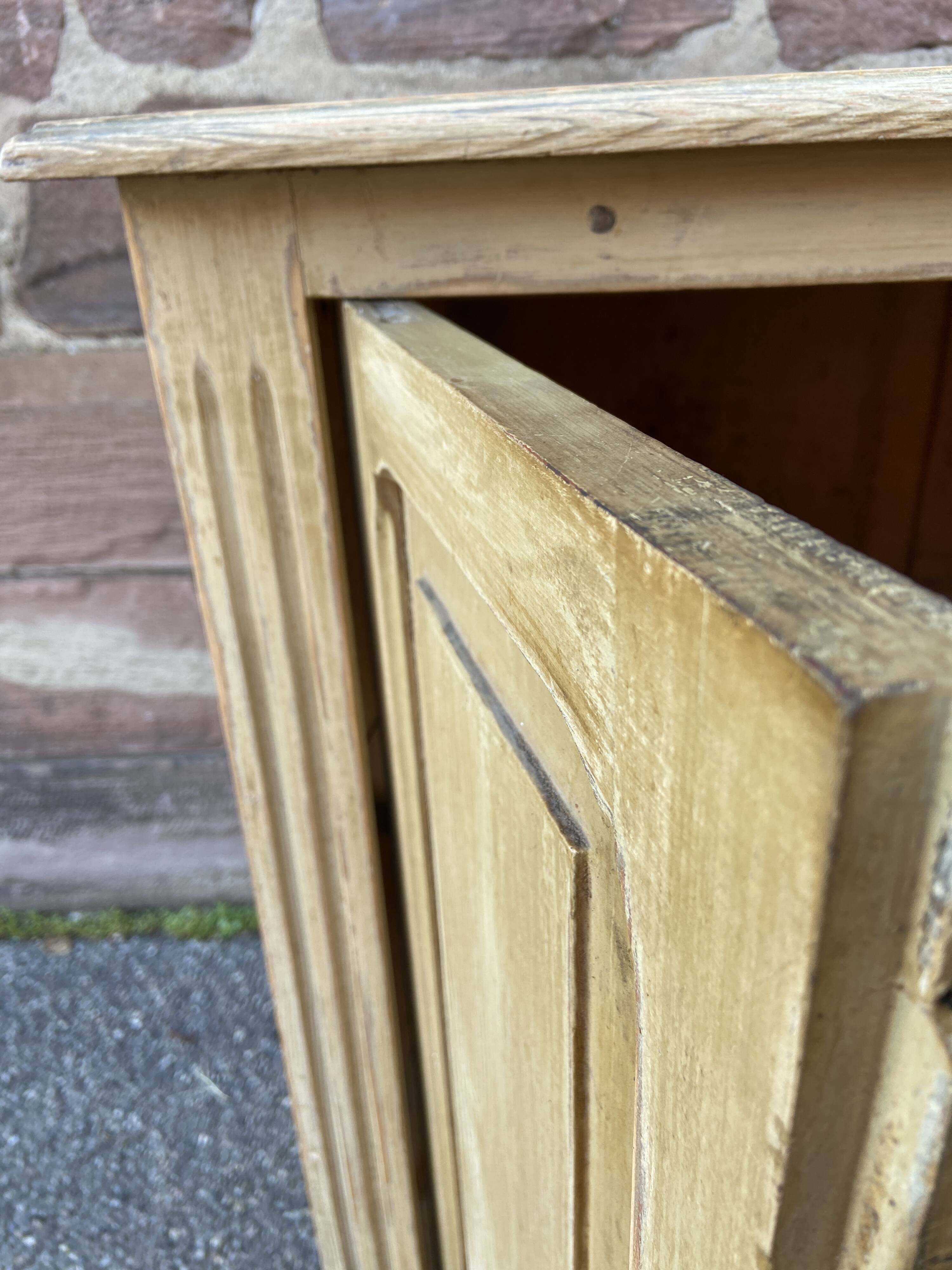 Small rustic alsatian furniture circa 1900 painted fir buffet craft furniture popular art sideboard