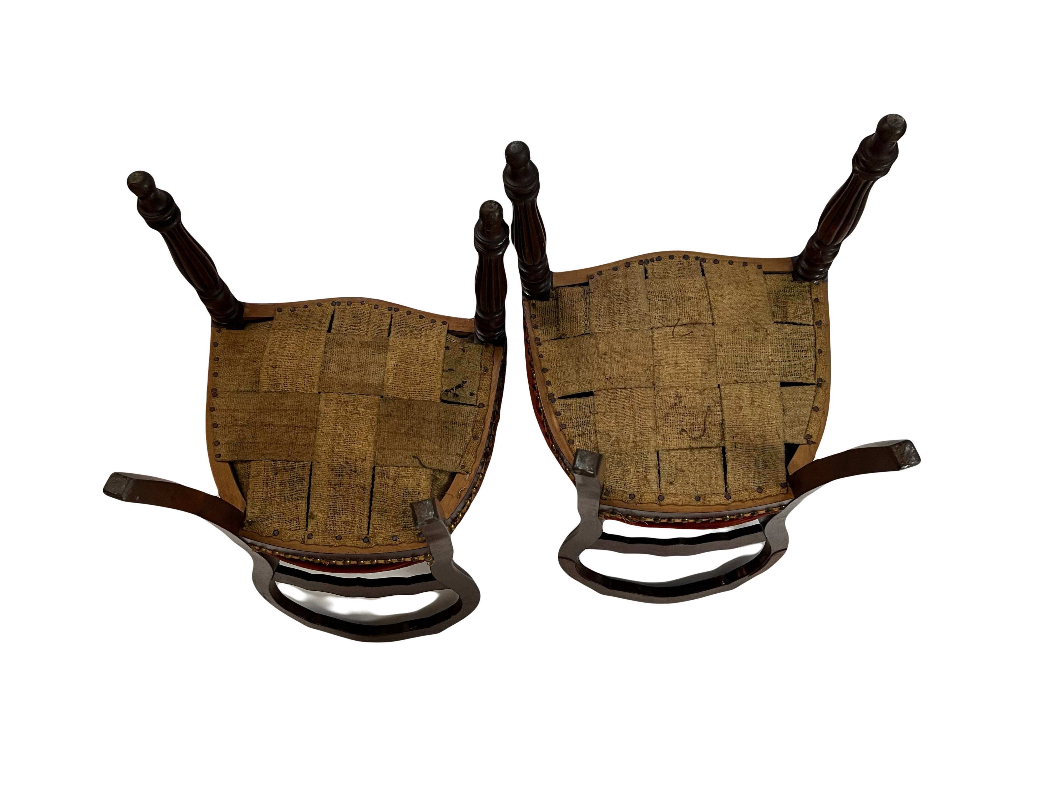 Pair of Louis Philippe period chairs in solid mahogany