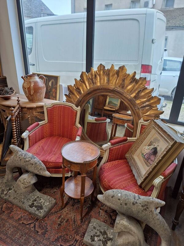 Miroir soleil décorée vintage Italien d'époque 1970 Diamètre 1m40