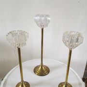3 brass candlesticks and plexi made in Italy design 60/70s