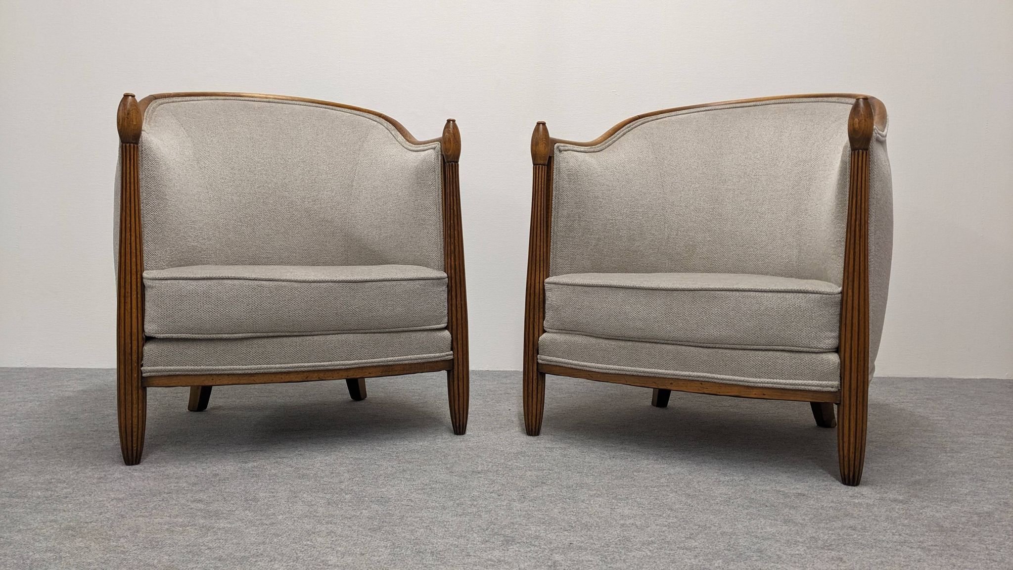 Pair of Art Deco gondola armchairs, France circa 1920