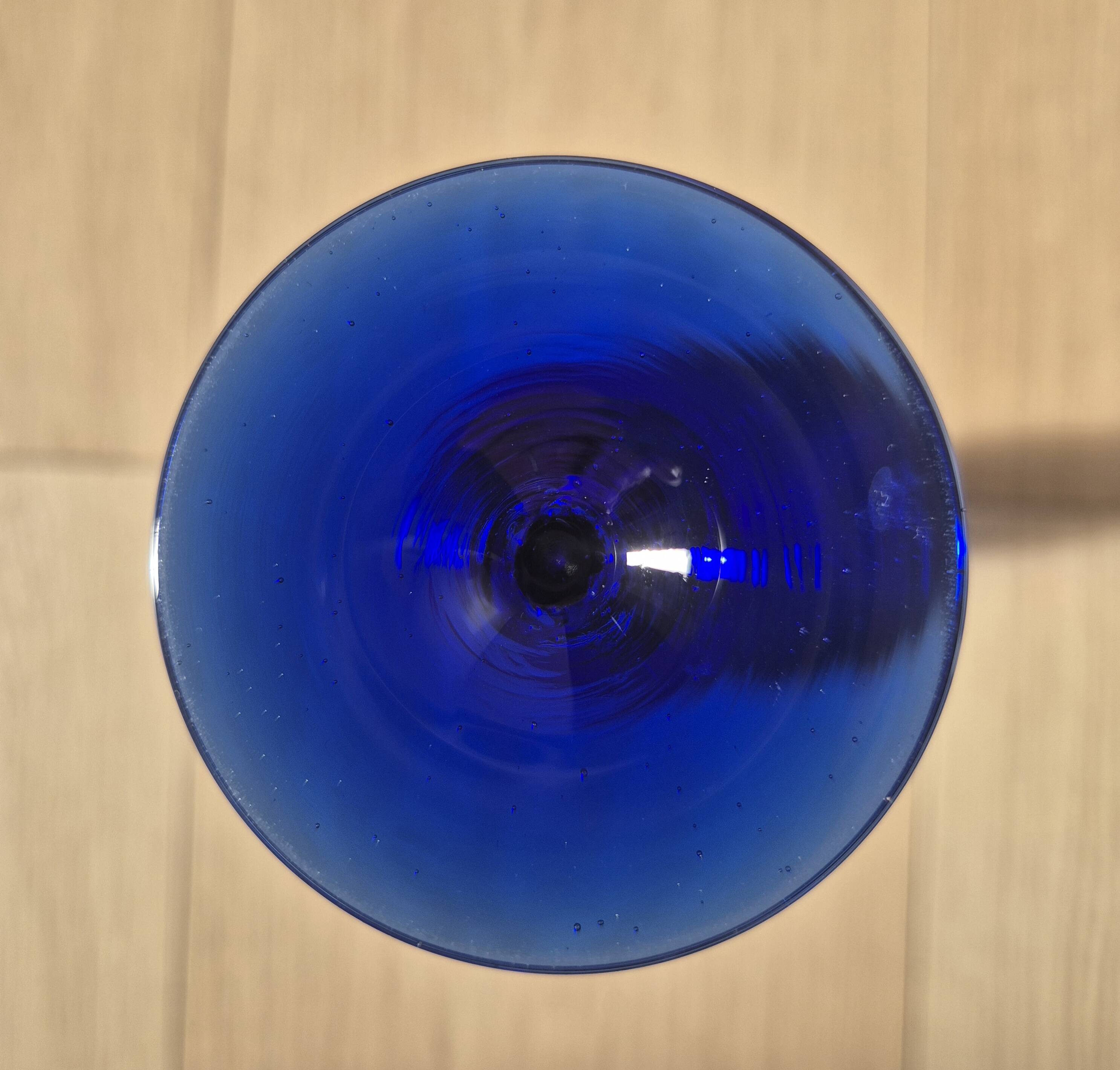 Sculptural Glass Candle Holder in Jozefina Krosno Style – Cobalt Blue