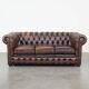 Classic English Chesterfield 2.5 seater sofa in brown cowhide