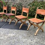 Set of 4 vintage brutalist chairs by Bram Sprij, Netherlands 1960s. in beech.