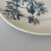 Assiette plate terre de fer sarreguemines fleur bleu- faïence ancienne