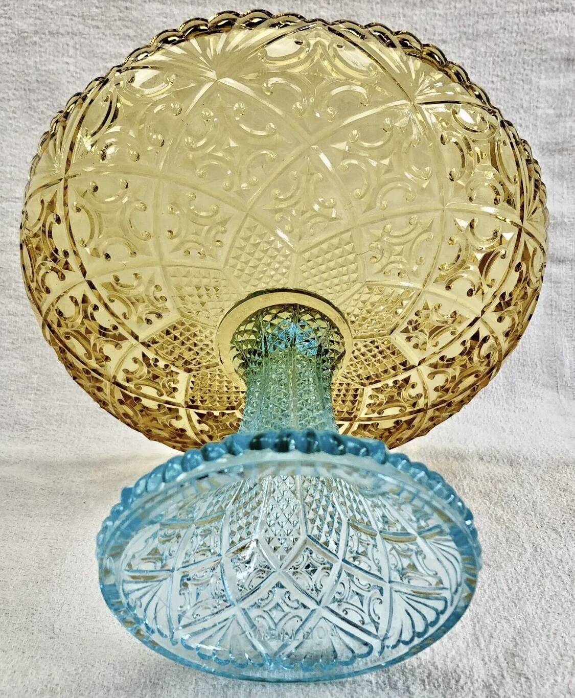 Georges Sand hollow two-tone glass compote bowl signed Portieux