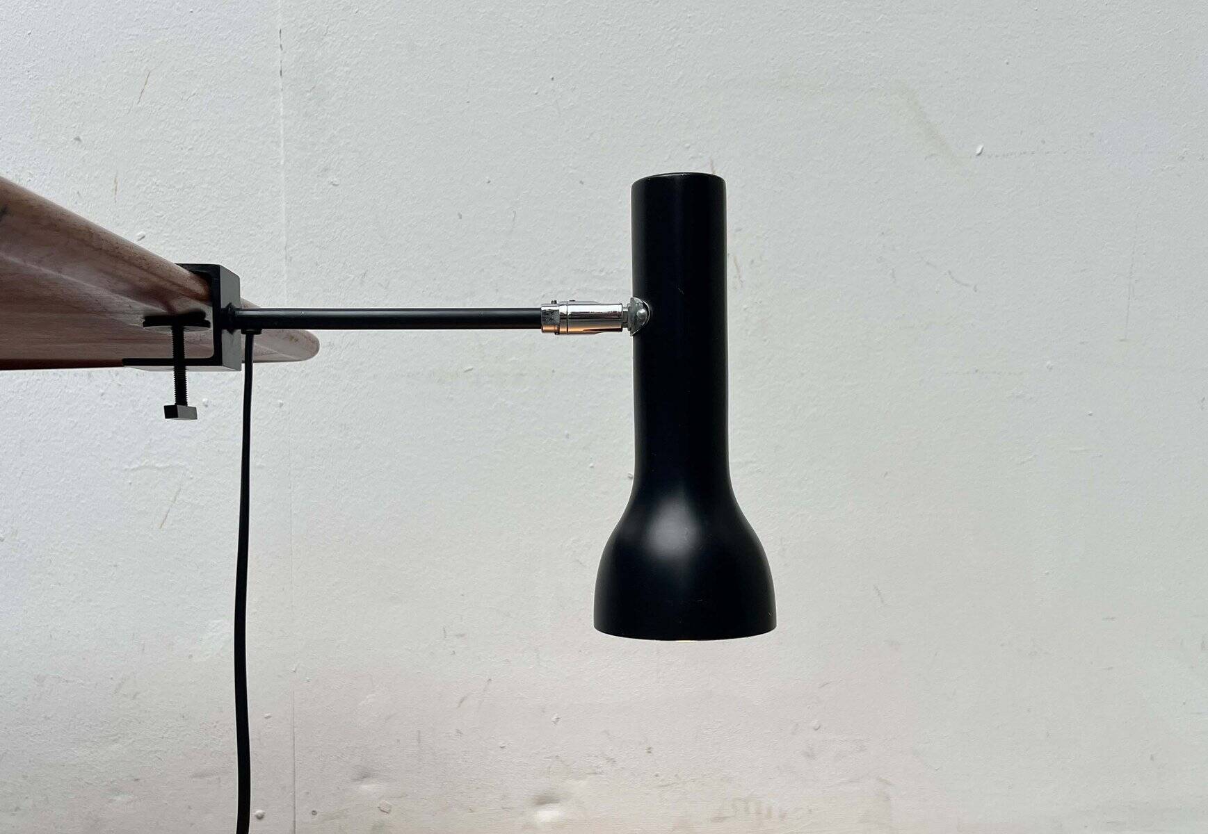 Mid-century minimalist Swiss clamp table lamp by the SLZ team for Swisslamps International, 1960s.