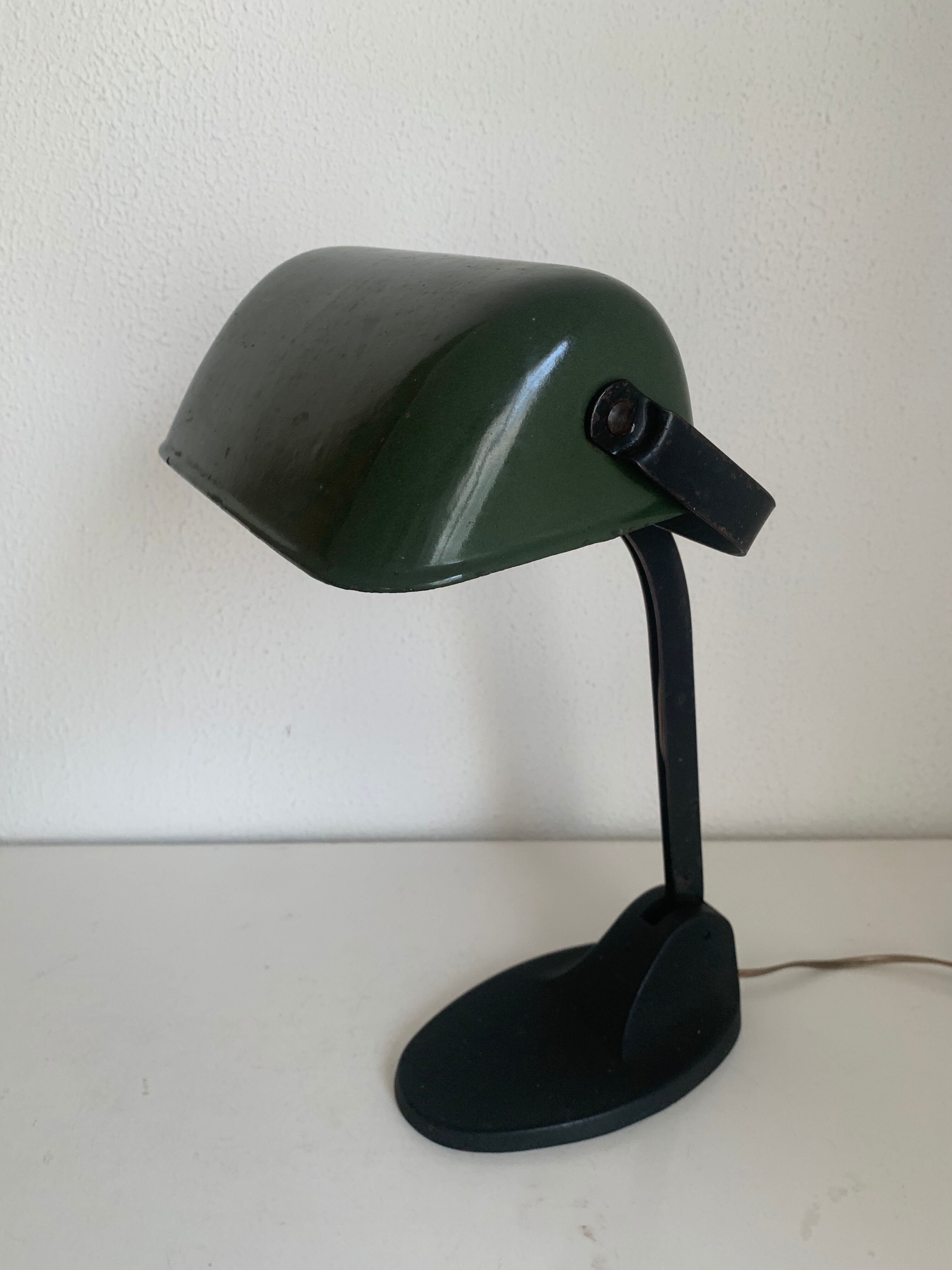 Vintage 1930 Viktoria enamelled cast iron Bauhaus lamp - 40 cm