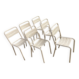 Six Tolix chairs 60s in their original paint with touch-ups
