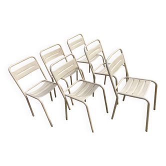 Six Tolix chairs 60s in their original paint with touch-ups