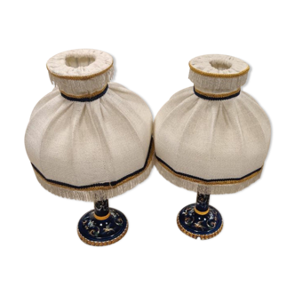 Pair of Gien porcelain bedside lamps