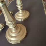 Pair of large candlesticks in gilded brass, 19th century