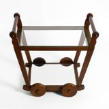 Beautiful, unique 1930s tea trolley bar cart made of solid oak wood
