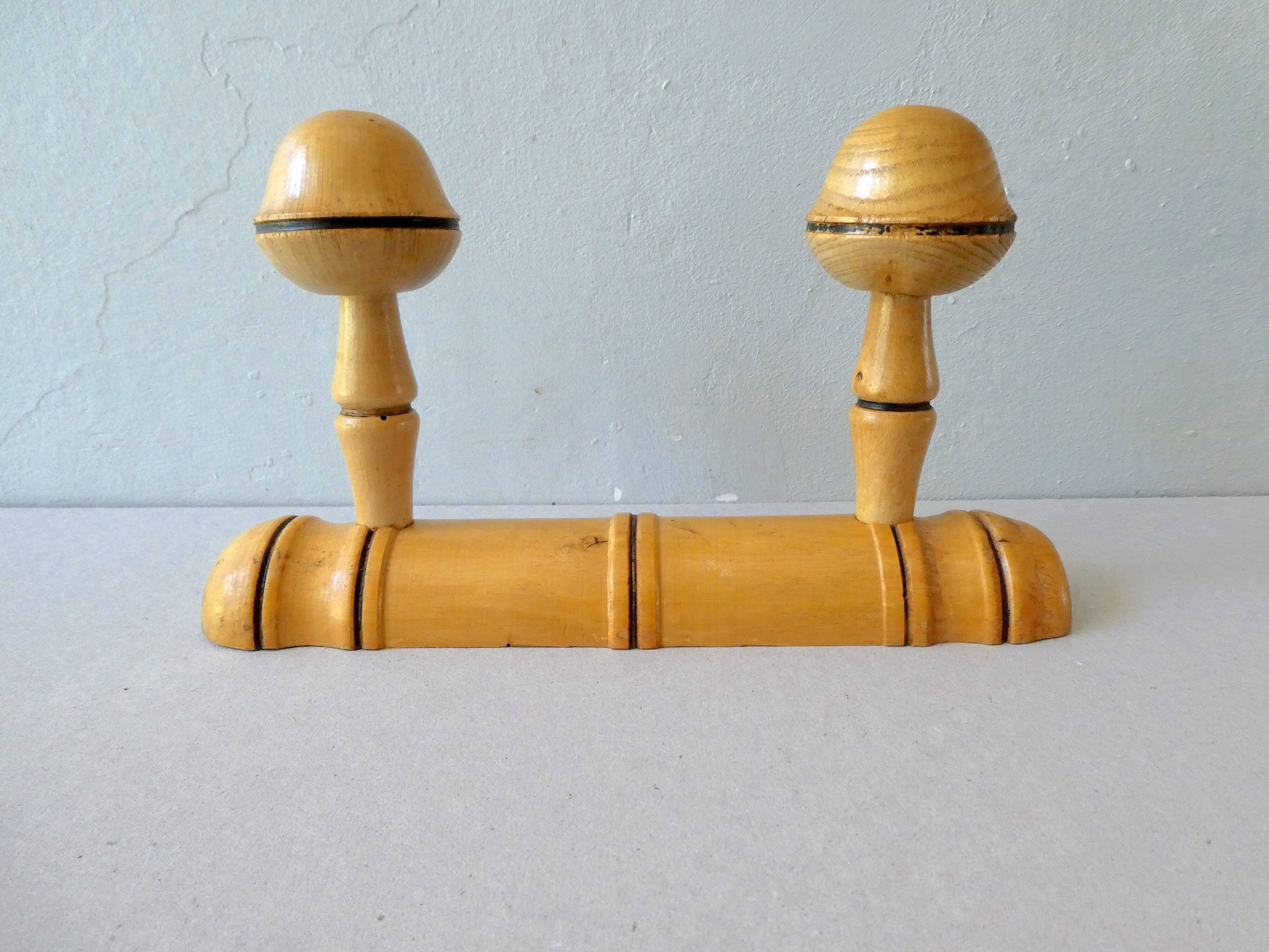 2 wooden pads coat rack imitating bamboo