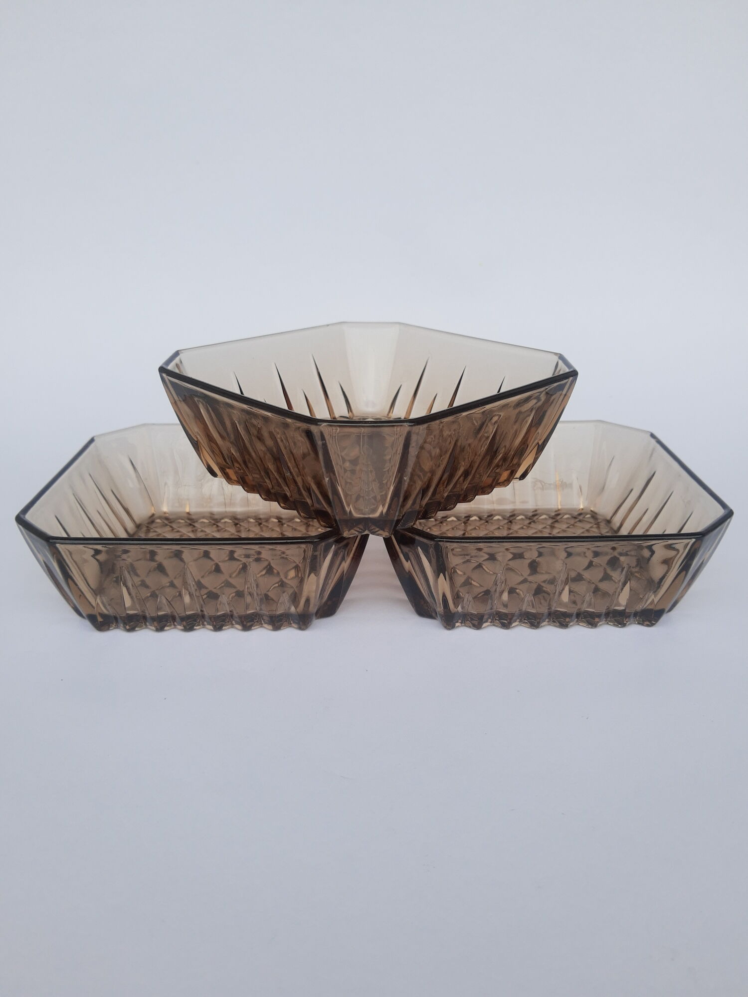 Set 3 cups in smoked glass