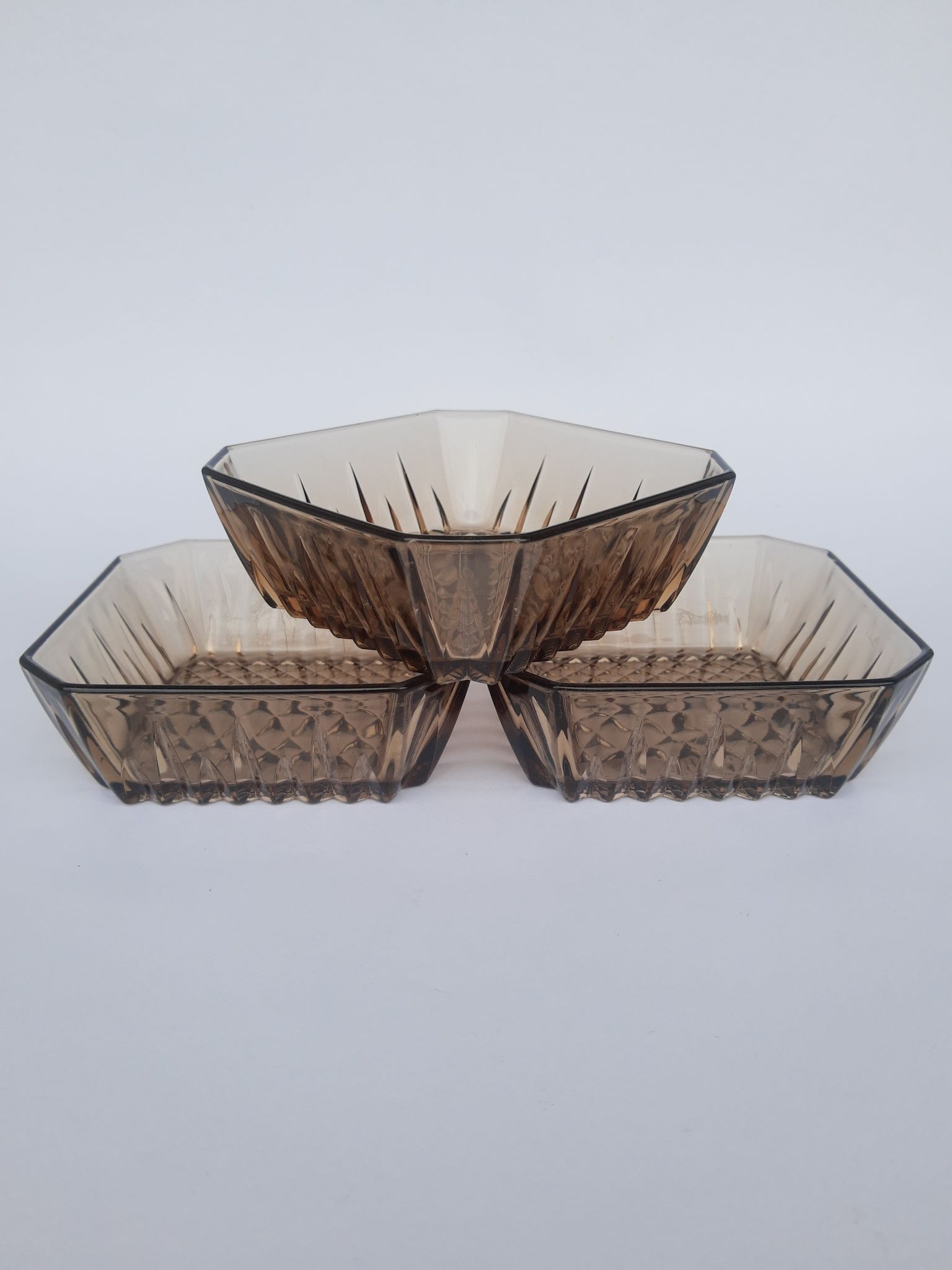 Set 3 cups in smoked glass
