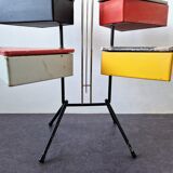 Multicolored wood and metal sewing box stand by Joos Teders for Metalux (attr.), Netherlands 1950's