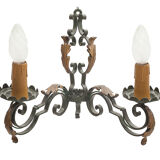 Large chandelier set and 2 appliques, Poillerat, 1950