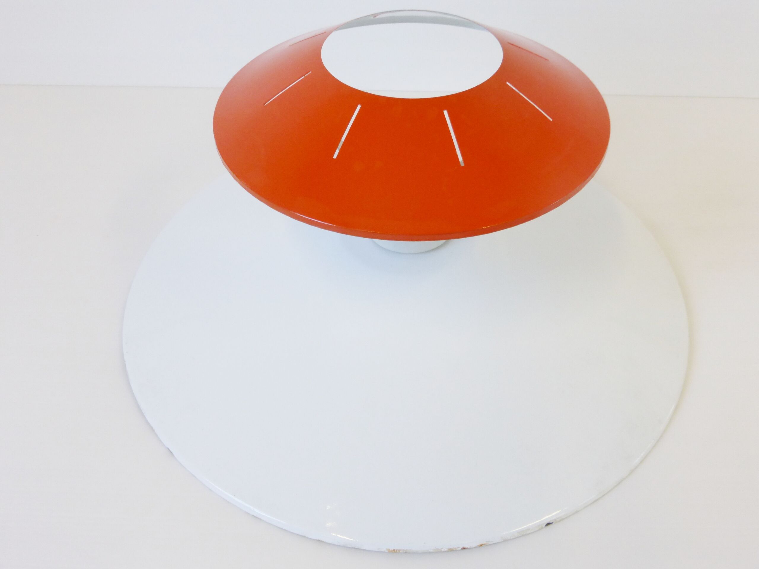 Large ceiling or wall plate orange and white vintage 1950 50s rockabilly