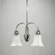 1950s Chrome and Floral Glass Chandelier by Elektroinstala Děčín