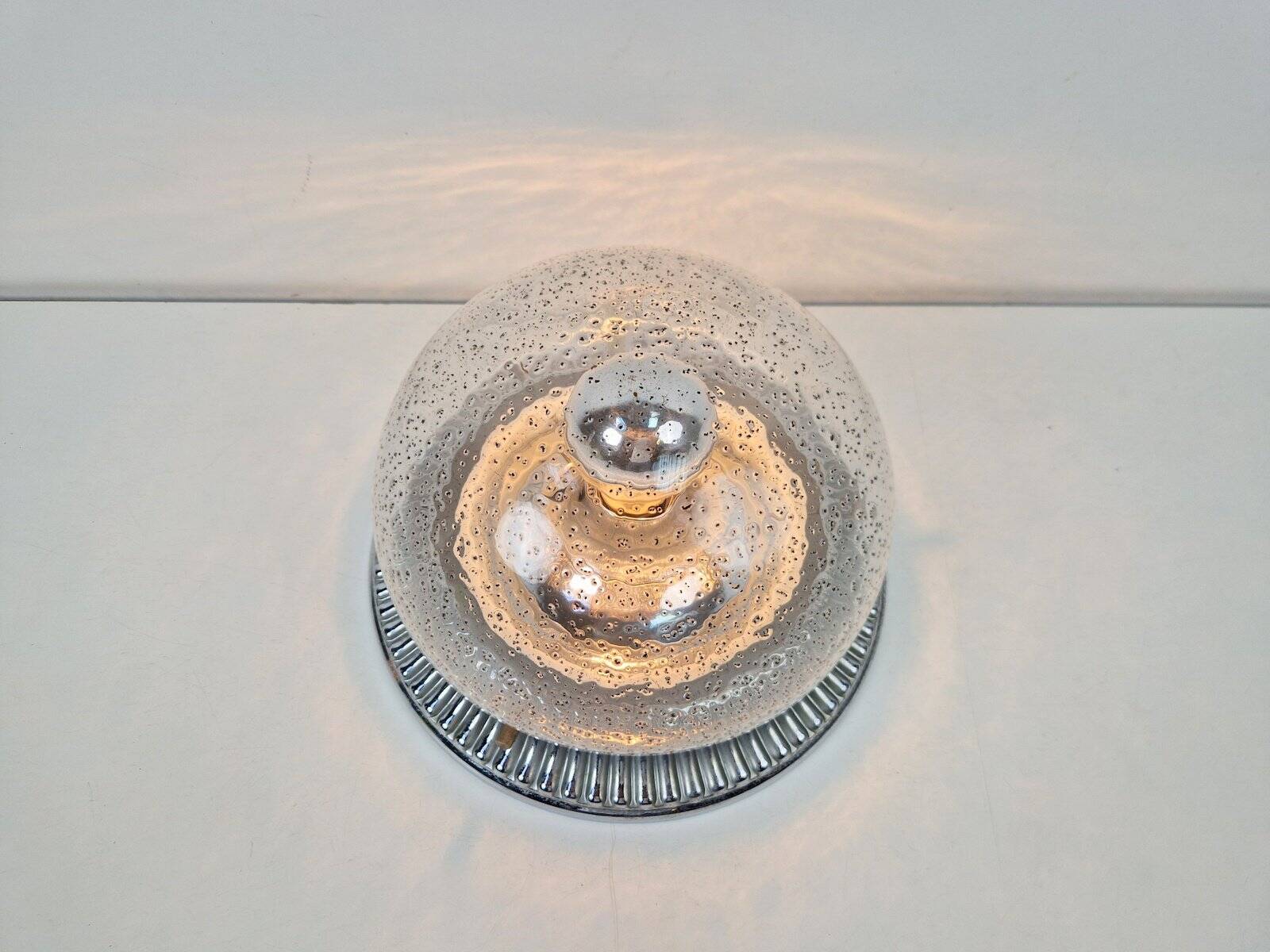 Vintage Ceiling Lamp in Chrome Glass from Hillebrand Lighting, 1960s