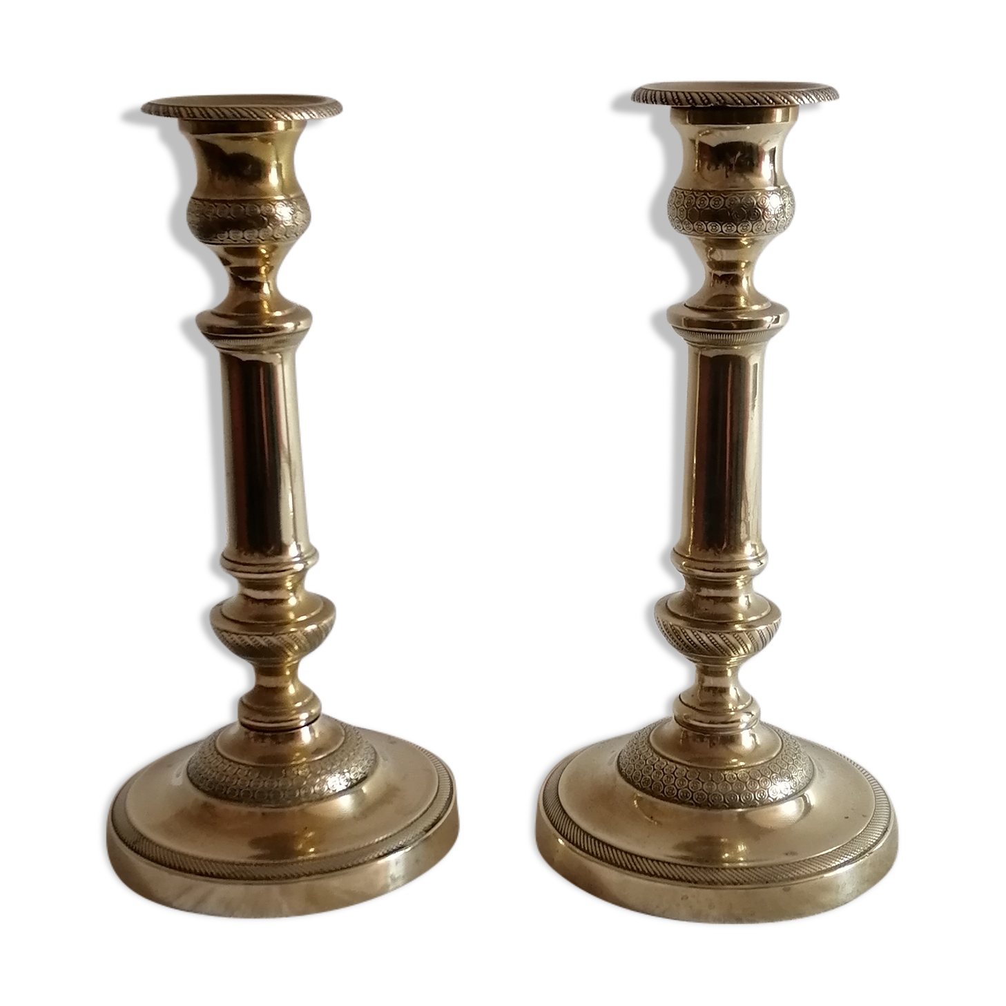 Old pair of candlesticks, bronze torches of the Louis Philippe period