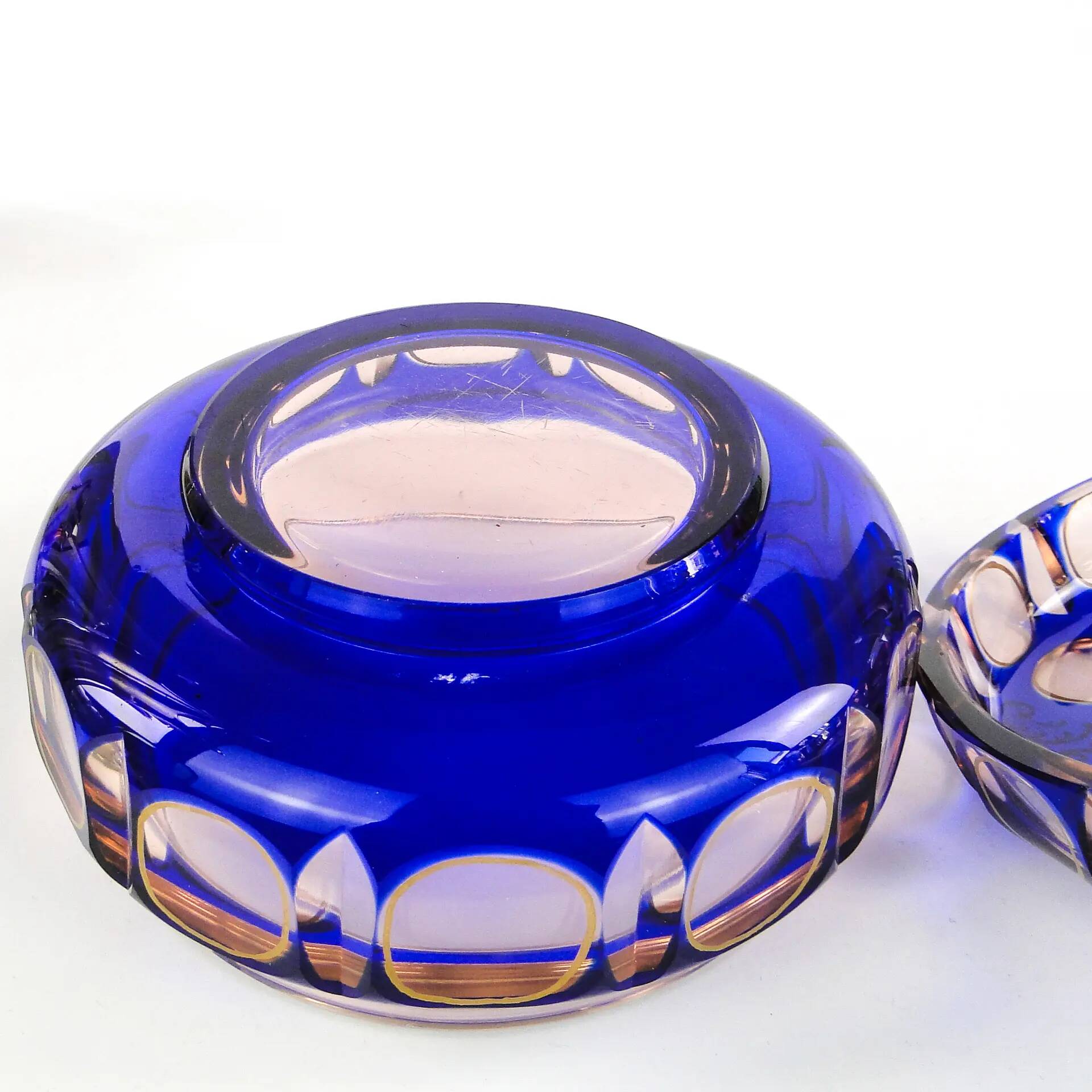 Biedermeier bonbonniere, cobalt glass, Egermann, Germany, 1930s.