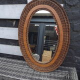 Wicker mirror 60s vintage 52x36cm
