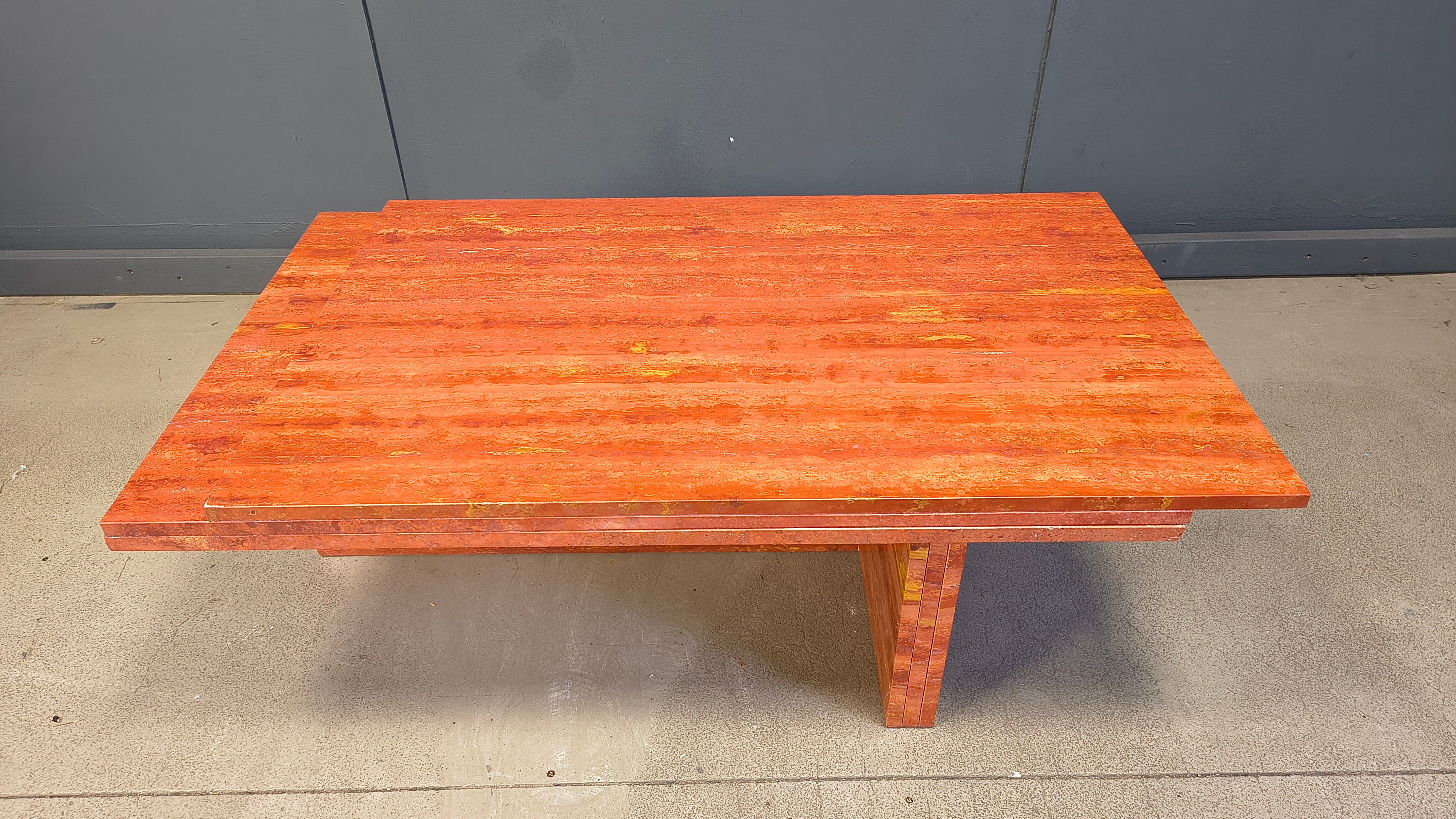 Vintage red travertine coffee table, 1970s