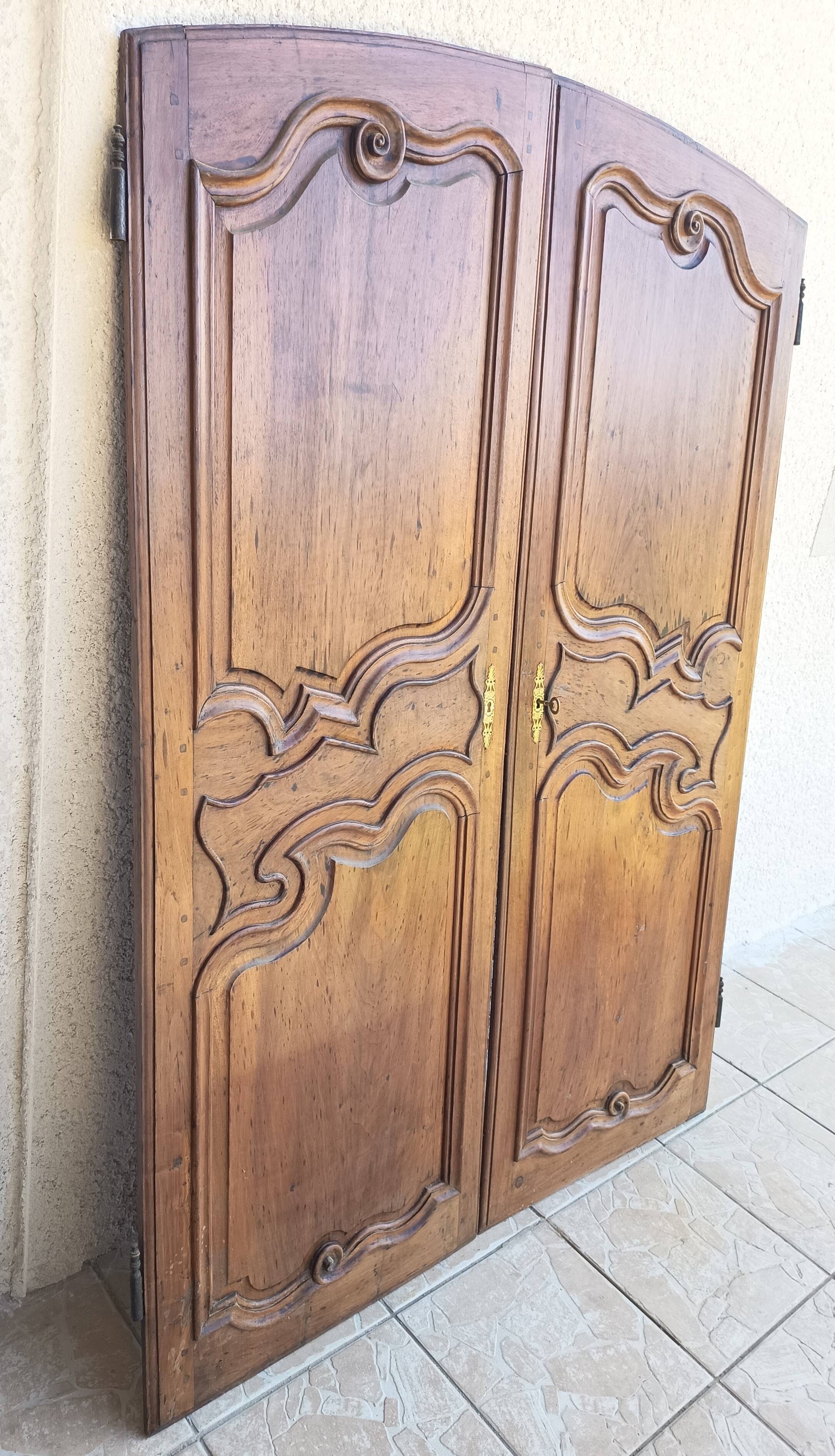 Louis XV walnut wardrobe doors