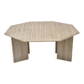 Italian octagon coffee table in travertine, 1980s